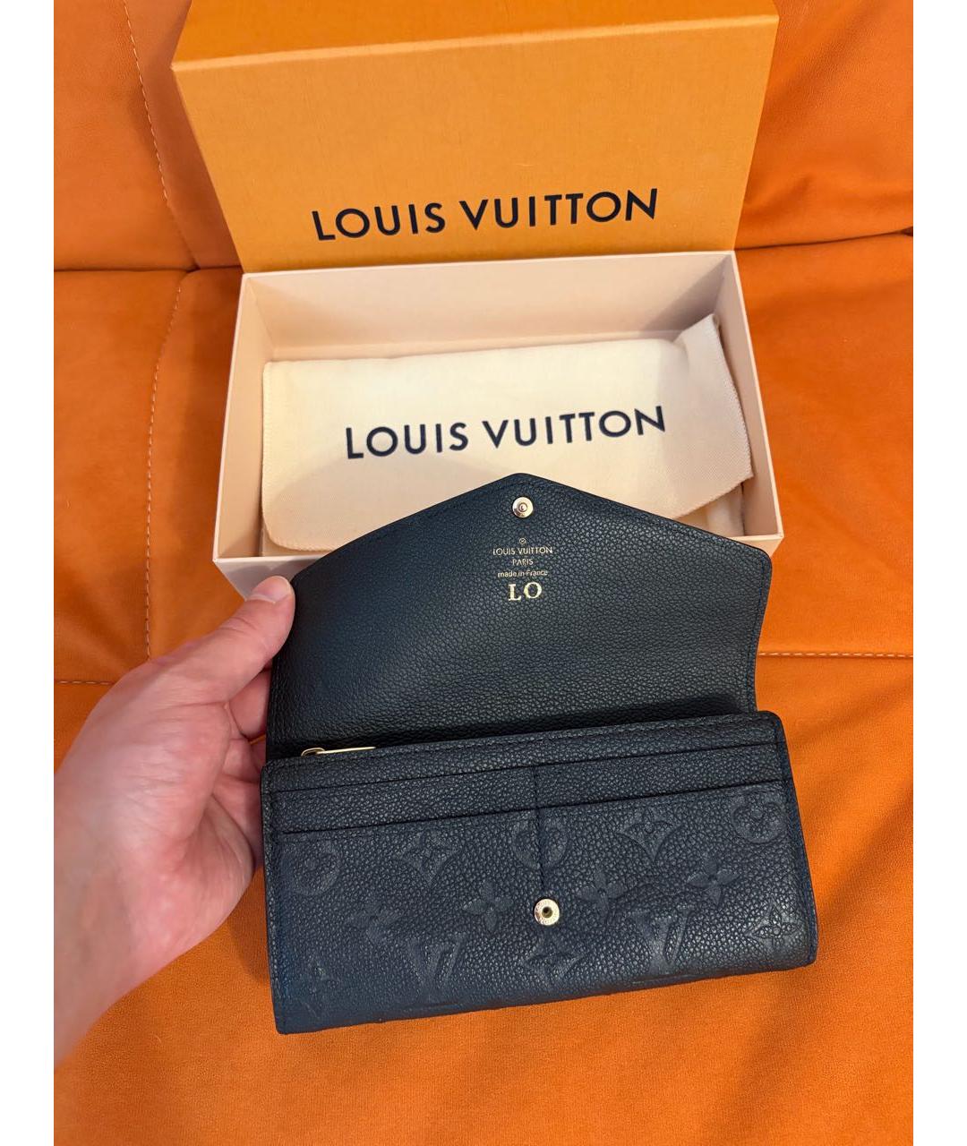 LOUIS VUITTON Черный кожаный кошелек, фото 2