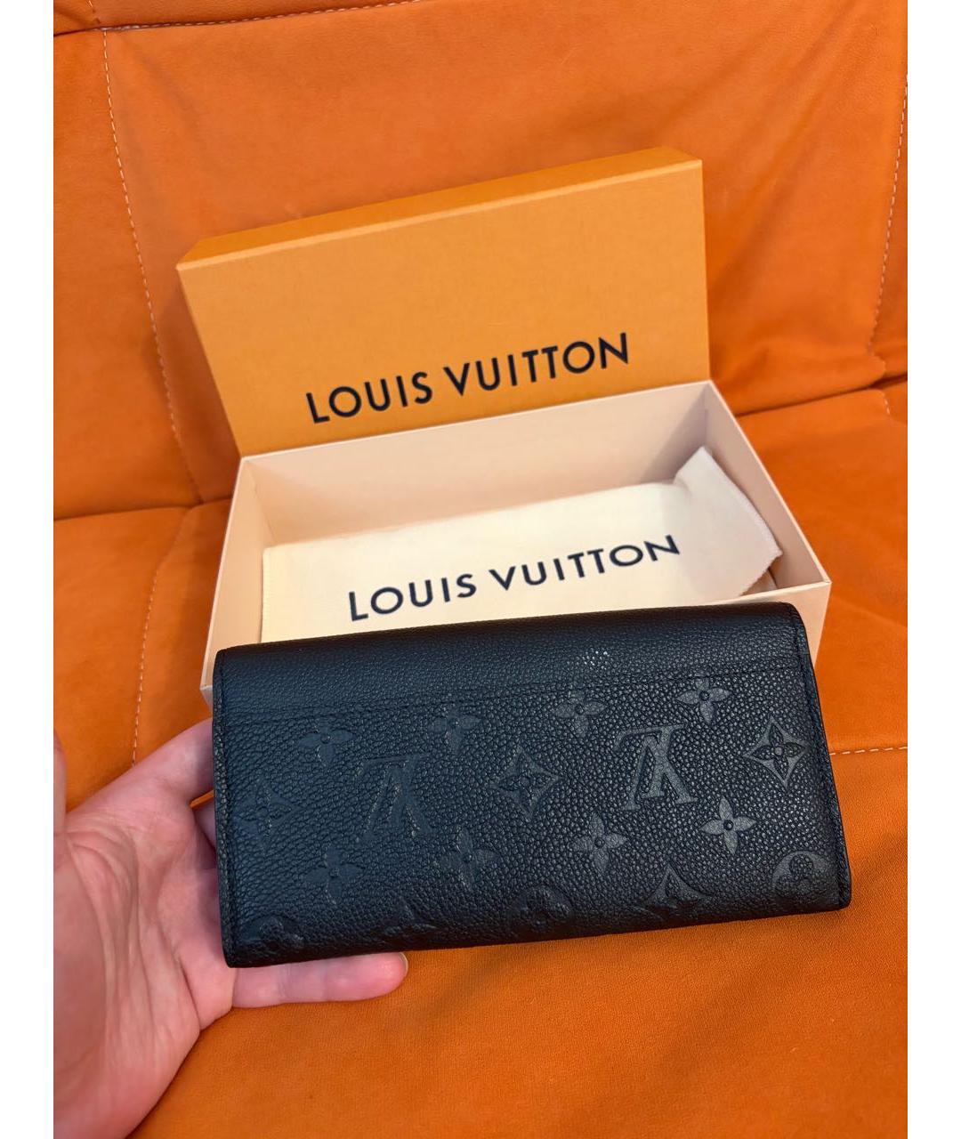 LOUIS VUITTON Черный кожаный кошелек, фото 3