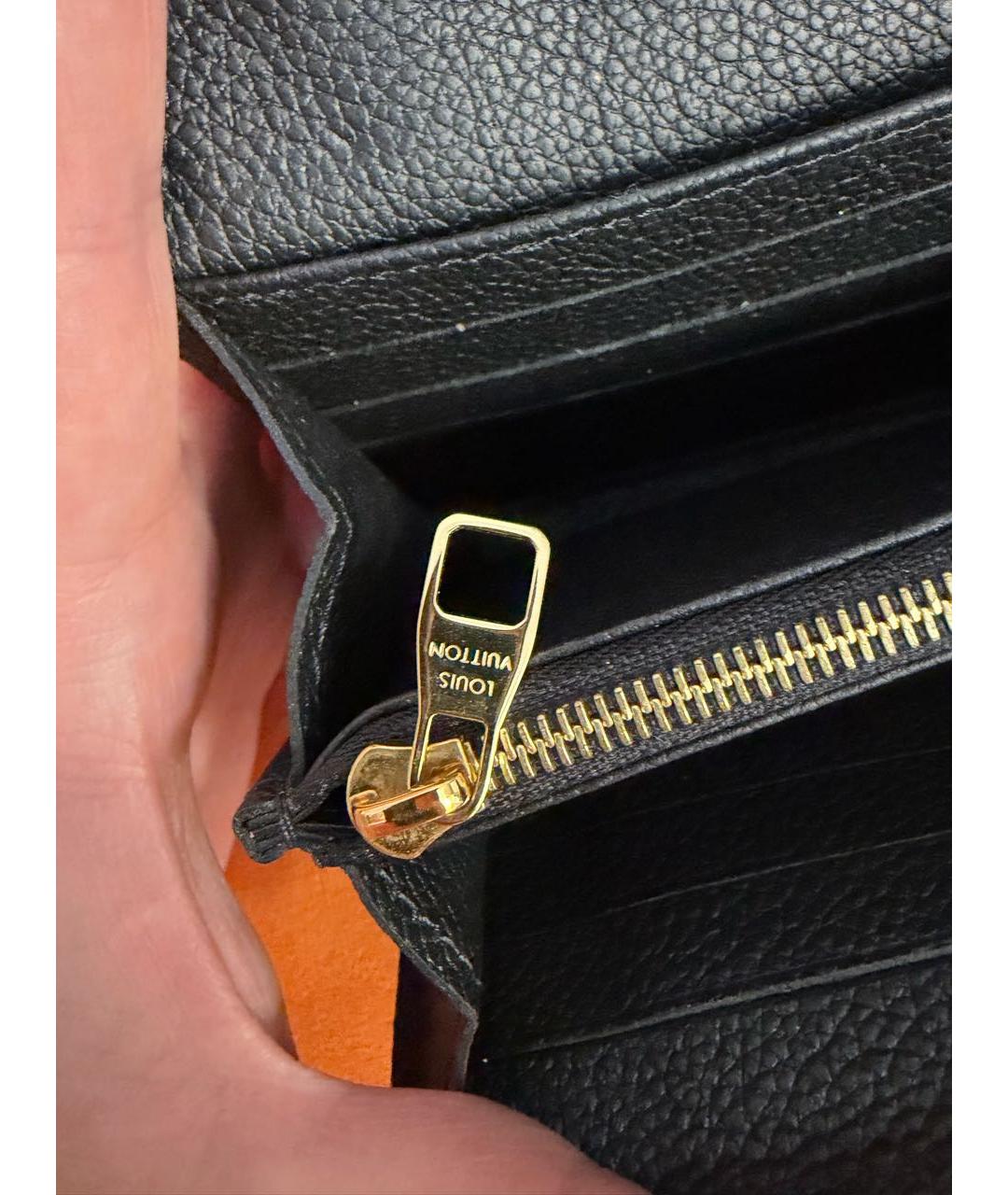 LOUIS VUITTON Черный кожаный кошелек, фото 5