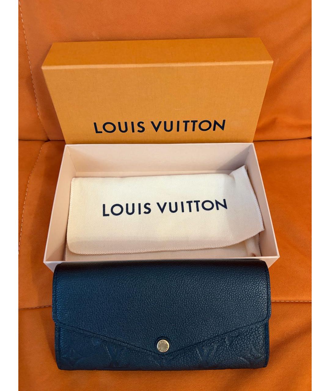 LOUIS VUITTON Черный кожаный кошелек, фото 6