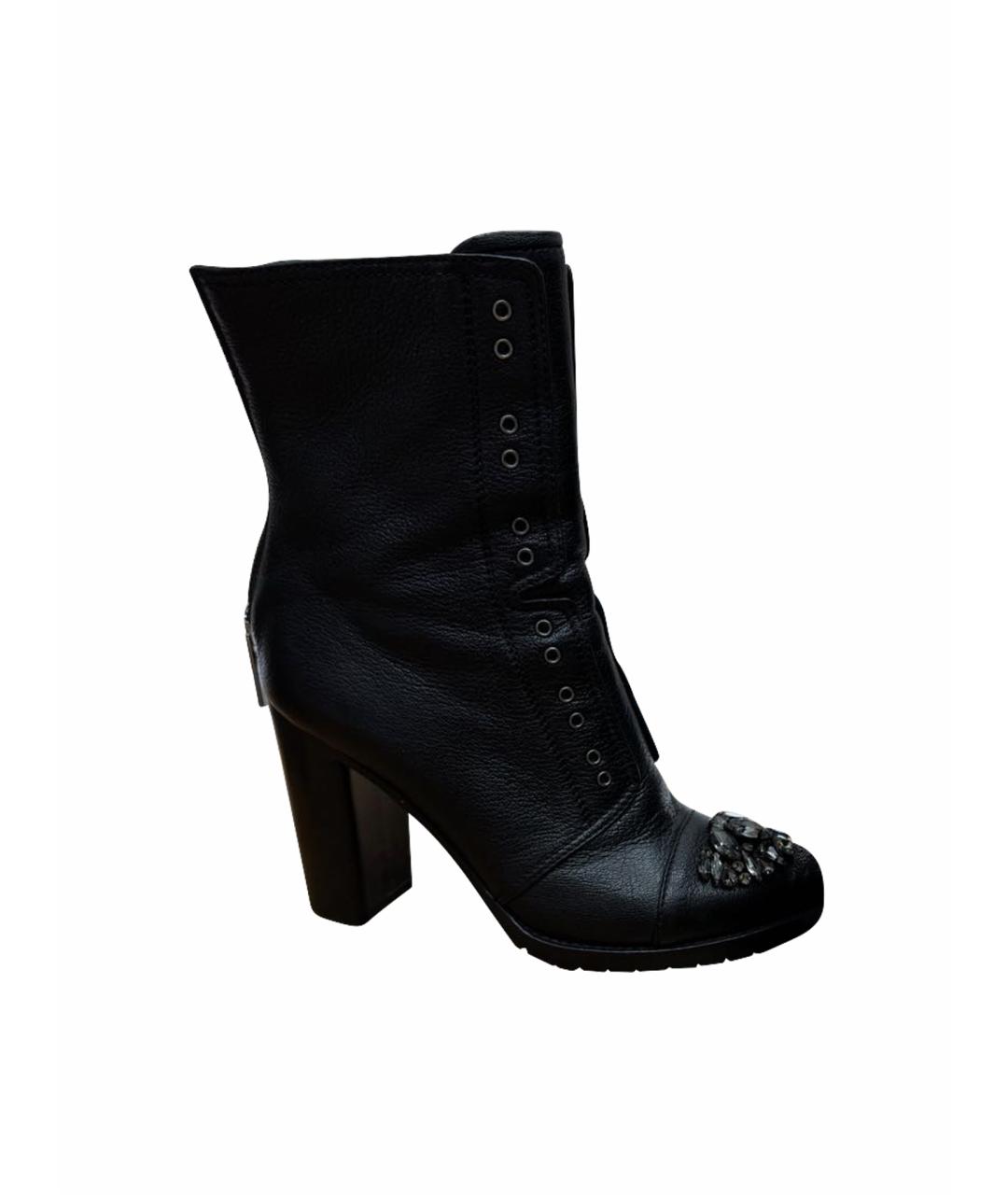 JIMMY CHOO Черные кожаные полусапоги, фото 1
