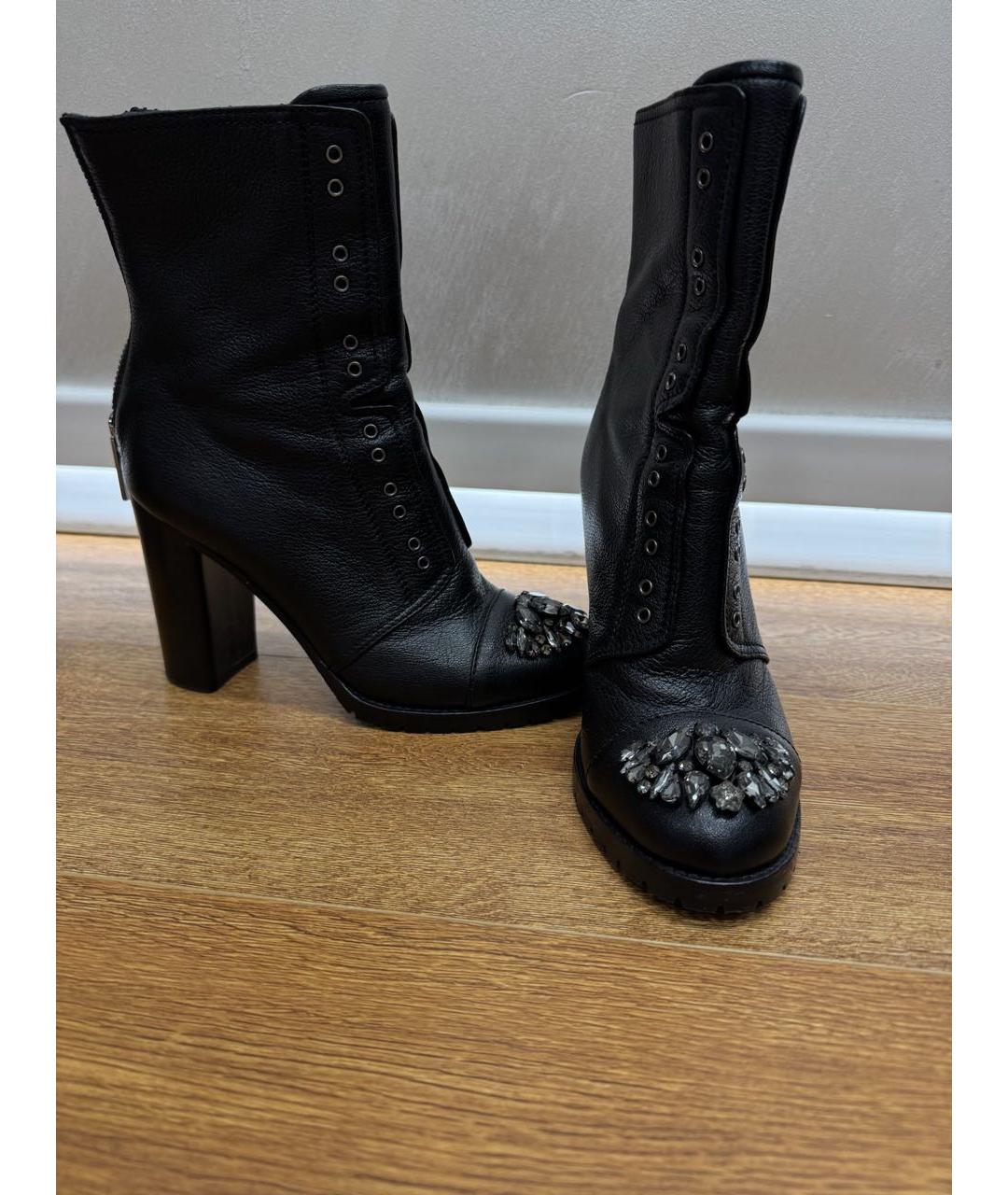 JIMMY CHOO Черные кожаные полусапоги, фото 3