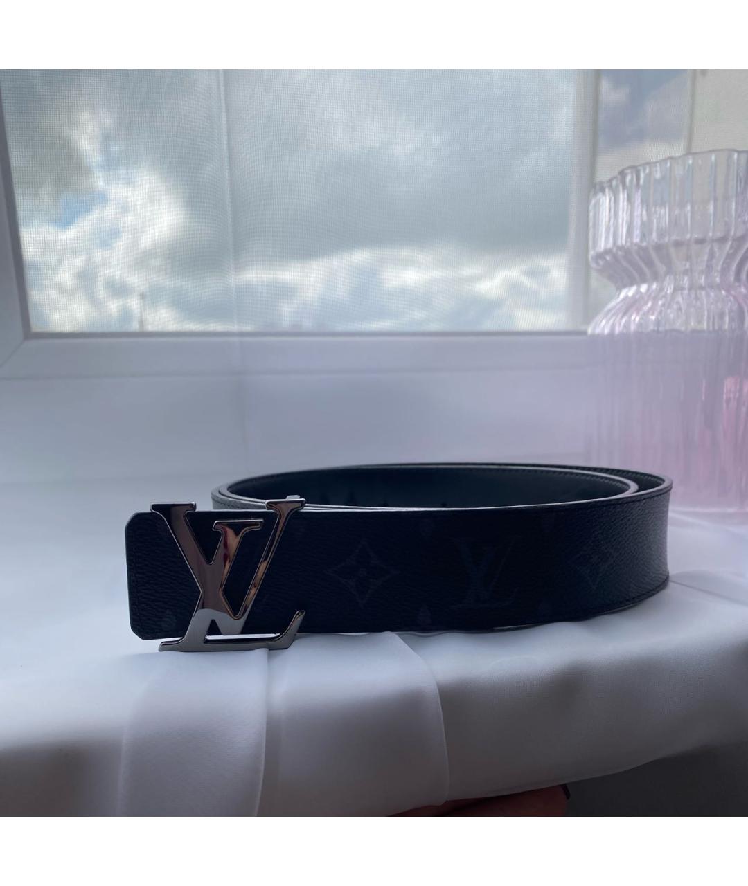 LOUIS VUITTON Черный кожаный ремень, фото 3