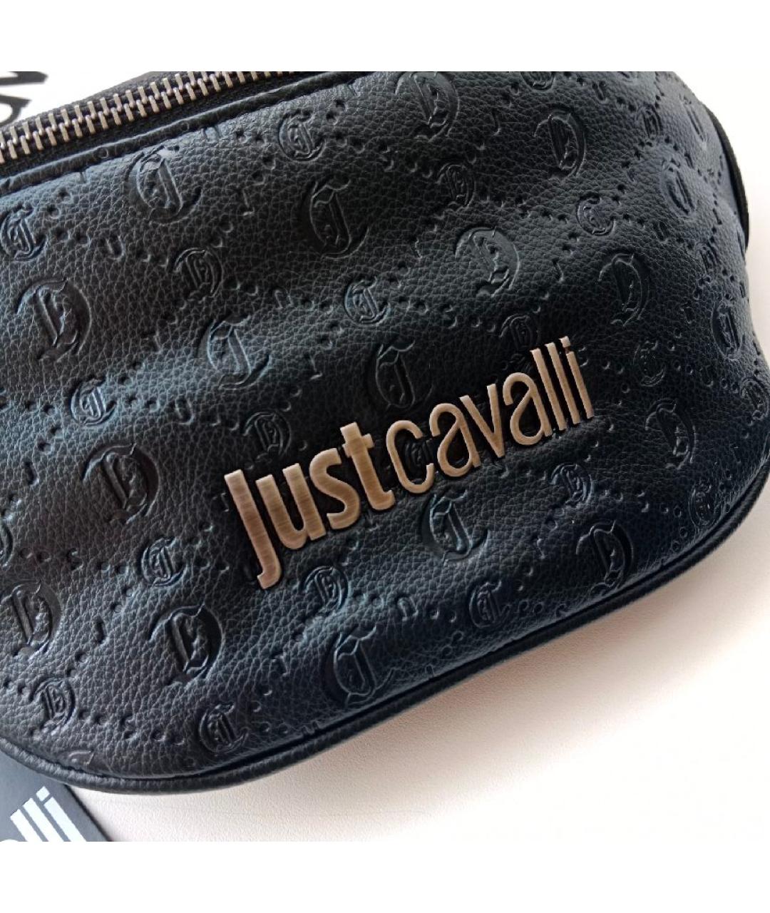 JUST CAVALLI Черная поясная сумка из искусственной кожи, фото 5