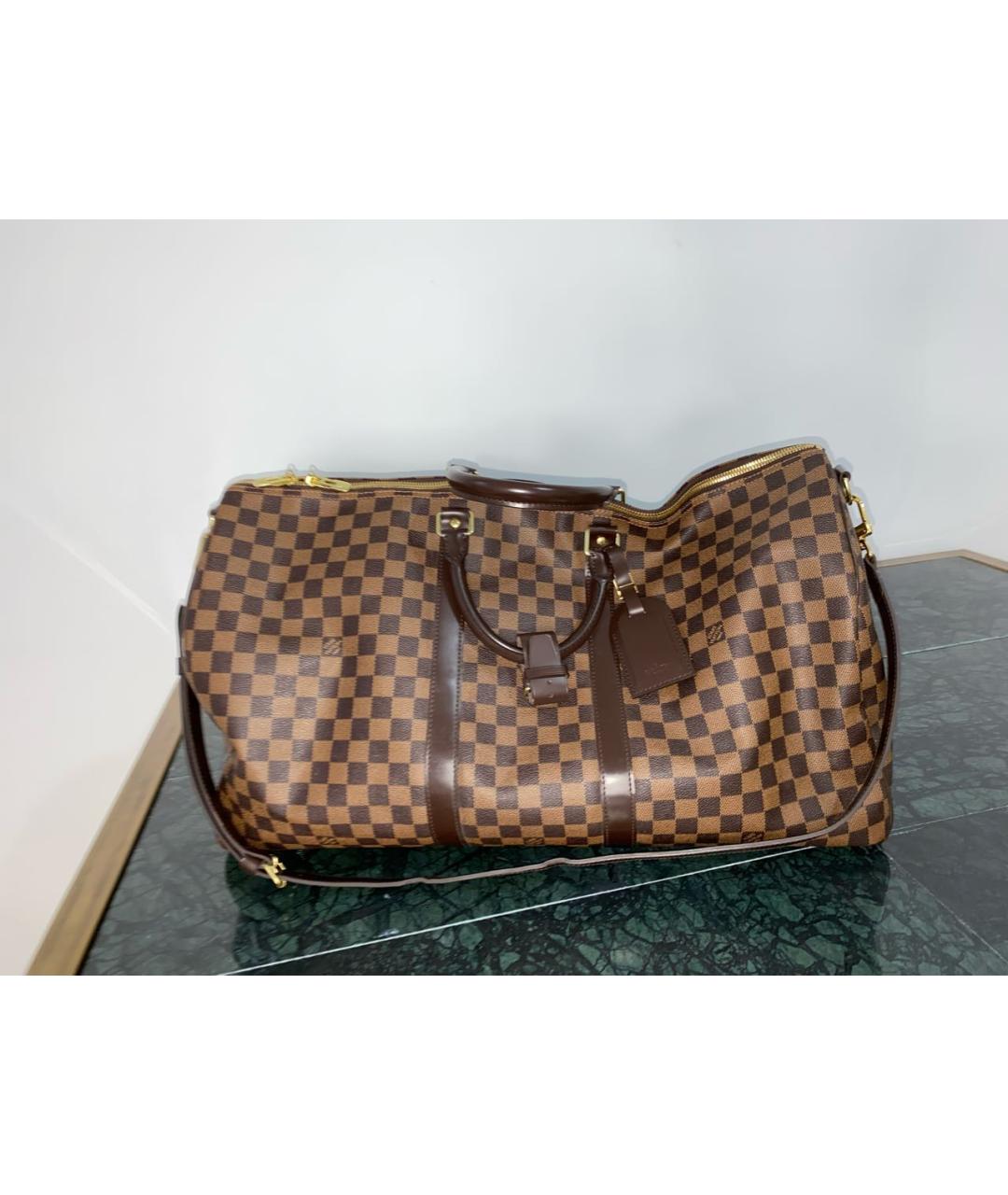 LOUIS VUITTON Коричневая кожаная дорожная/спортивная сумка, фото 9