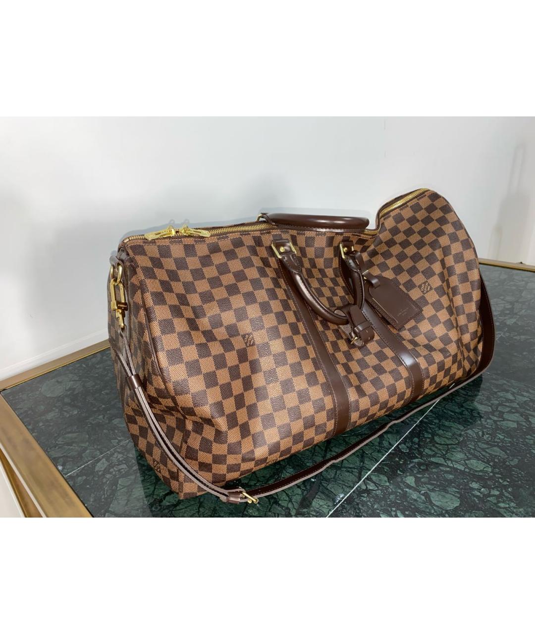 LOUIS VUITTON Коричневая кожаная дорожная/спортивная сумка, фото 2