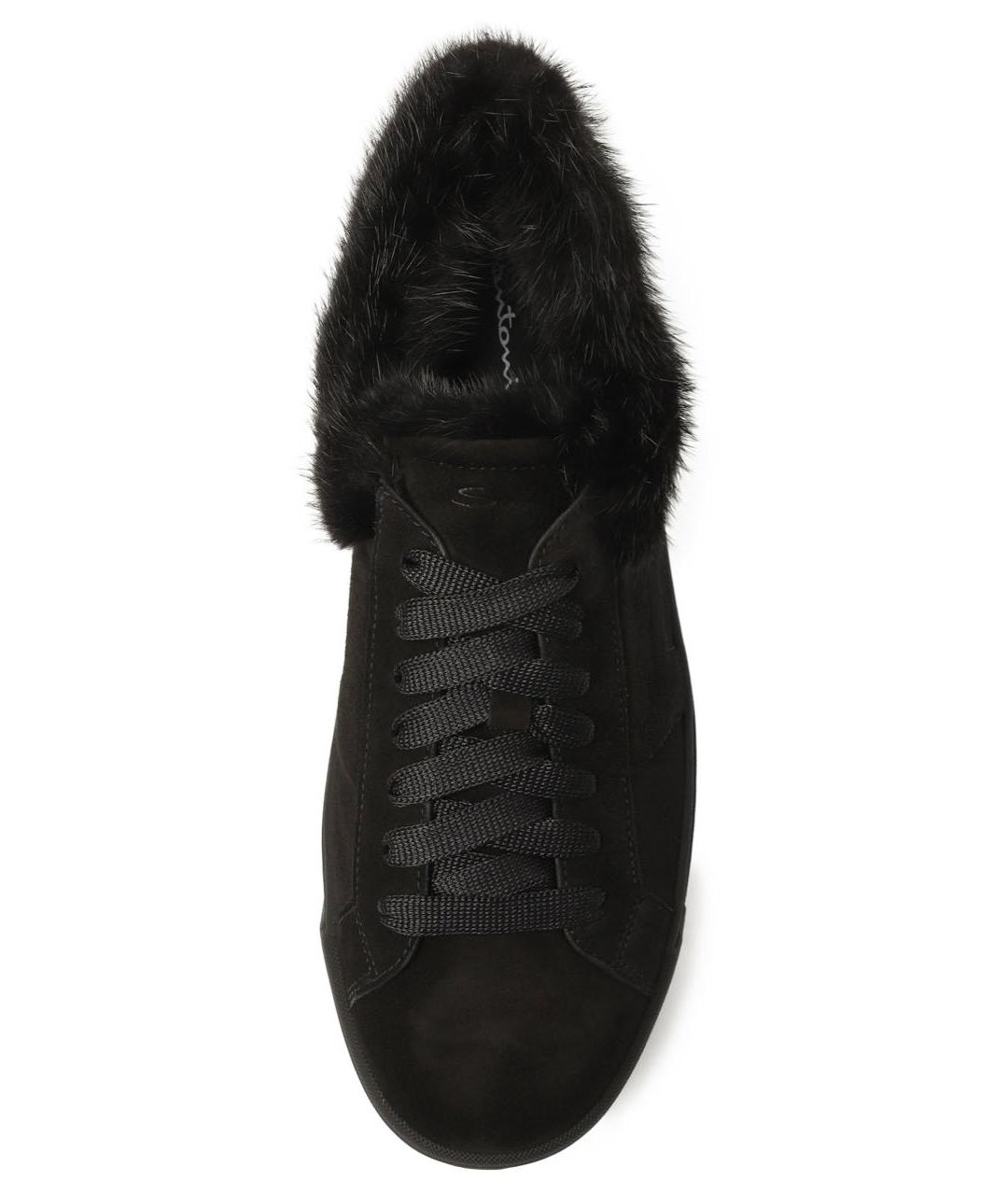 SANTONI Черные кожаные кеды, фото 4