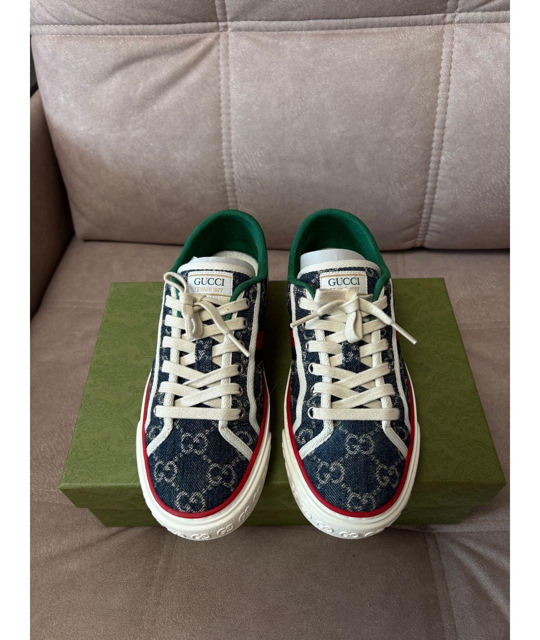 GUCCI Синие текстильные кеды, фото 2