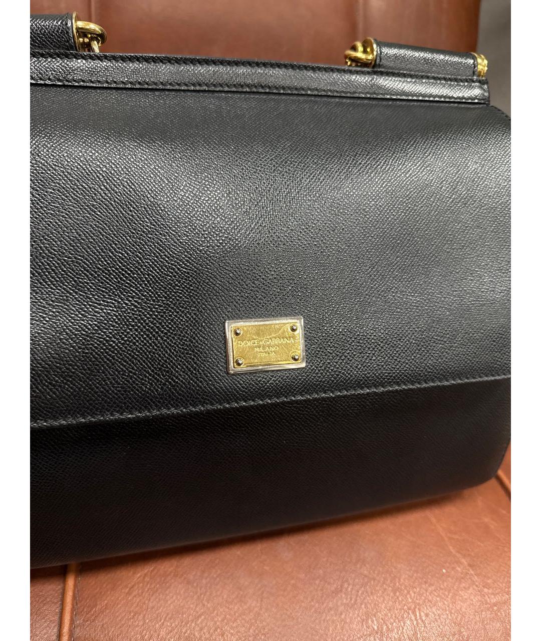 DOLCE&GABBANA Черная кожаная сумка с короткими ручками, фото 2