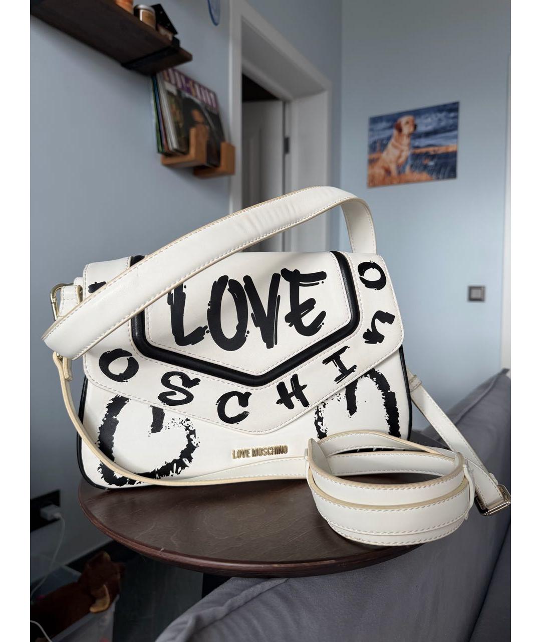 LOVE MOSCHINO Белая сумка через плечо из искусственной кожи, фото 8