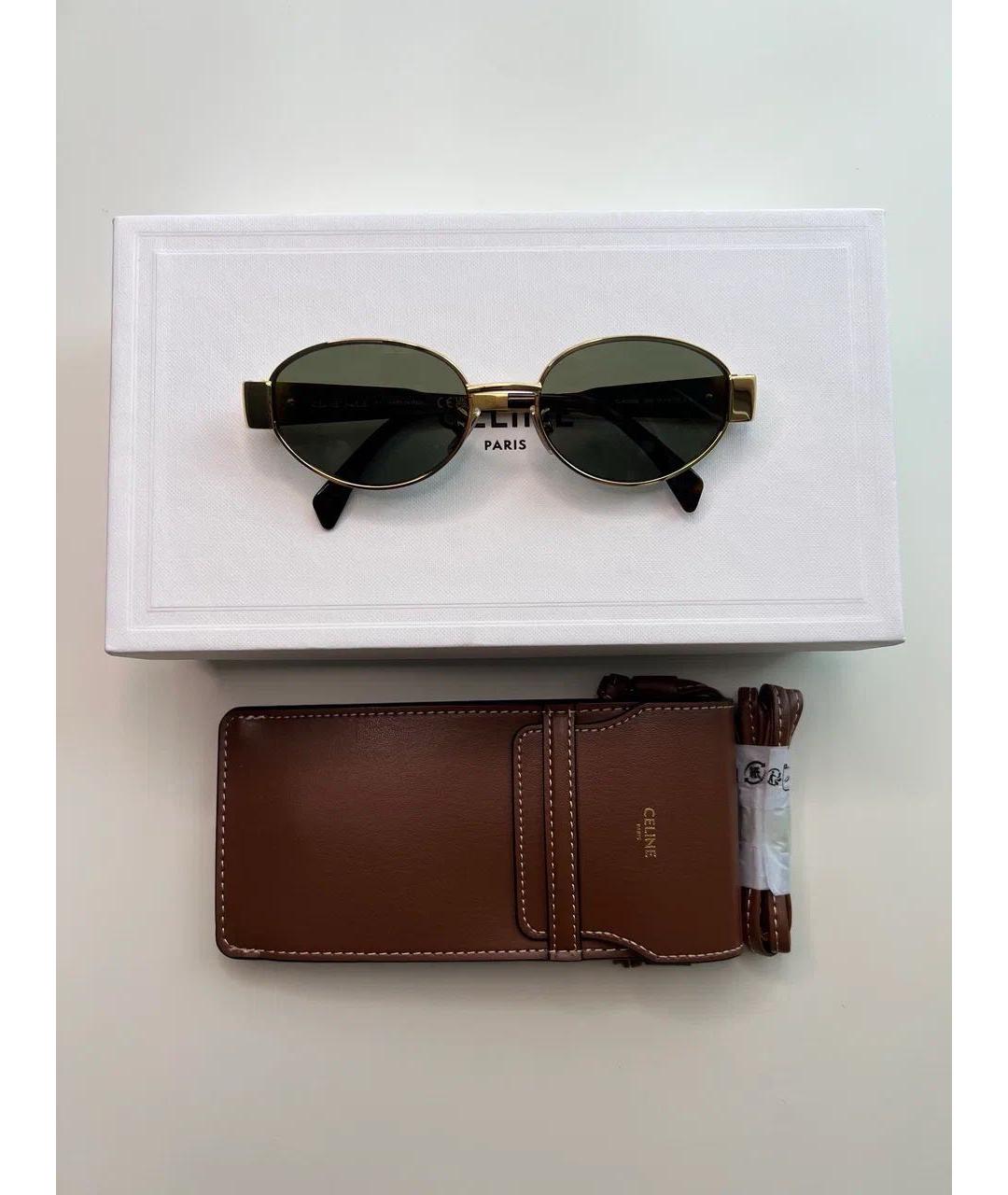 CELINE Золотые металлические солнцезащитные очки, фото 4