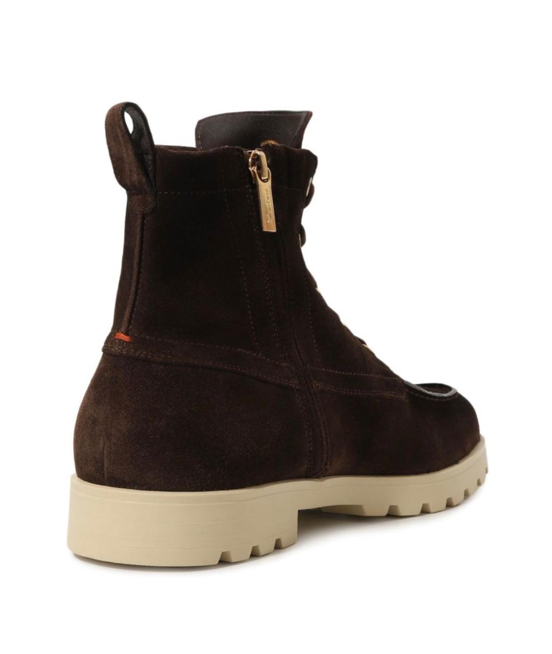 SANTONI Коричневые кожаные ботинки, фото 3