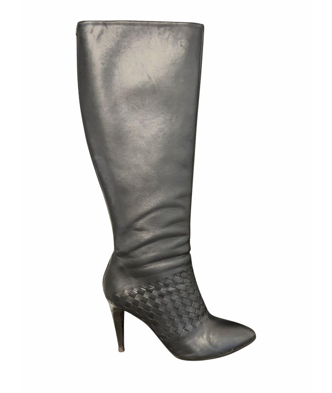 BOTTEGA VENETA Черные кожаные сапоги, фото 1