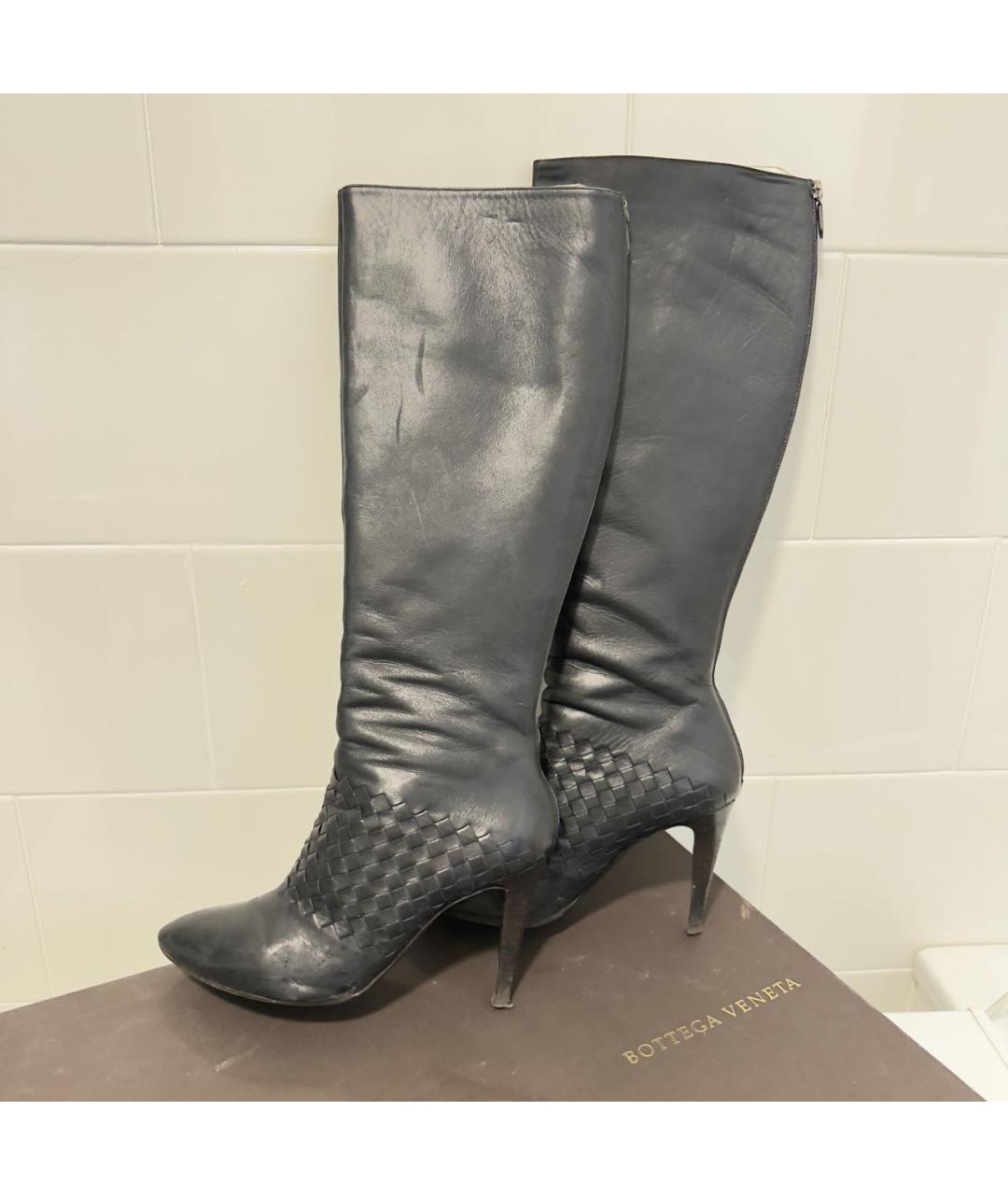 BOTTEGA VENETA Черные кожаные сапоги, фото 2