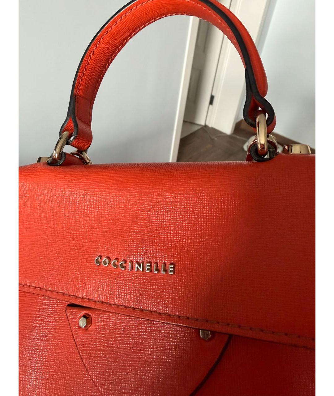 COCCINELLE Оранжевая сумка через плечо из искусственной кожи, фото 5