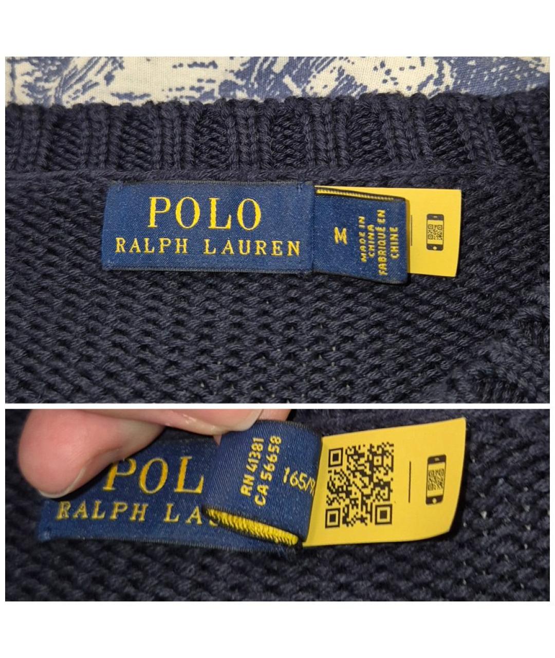POLO RALPH LAUREN Темно-синий хлопковый джемпер / свитер, фото 3
