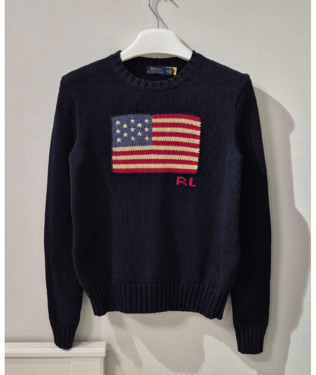 POLO RALPH LAUREN Темно-синий хлопковый джемпер / свитер, фото 5