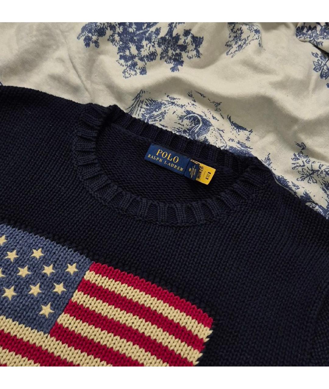 POLO RALPH LAUREN Темно-синий хлопковый джемпер / свитер, фото 7