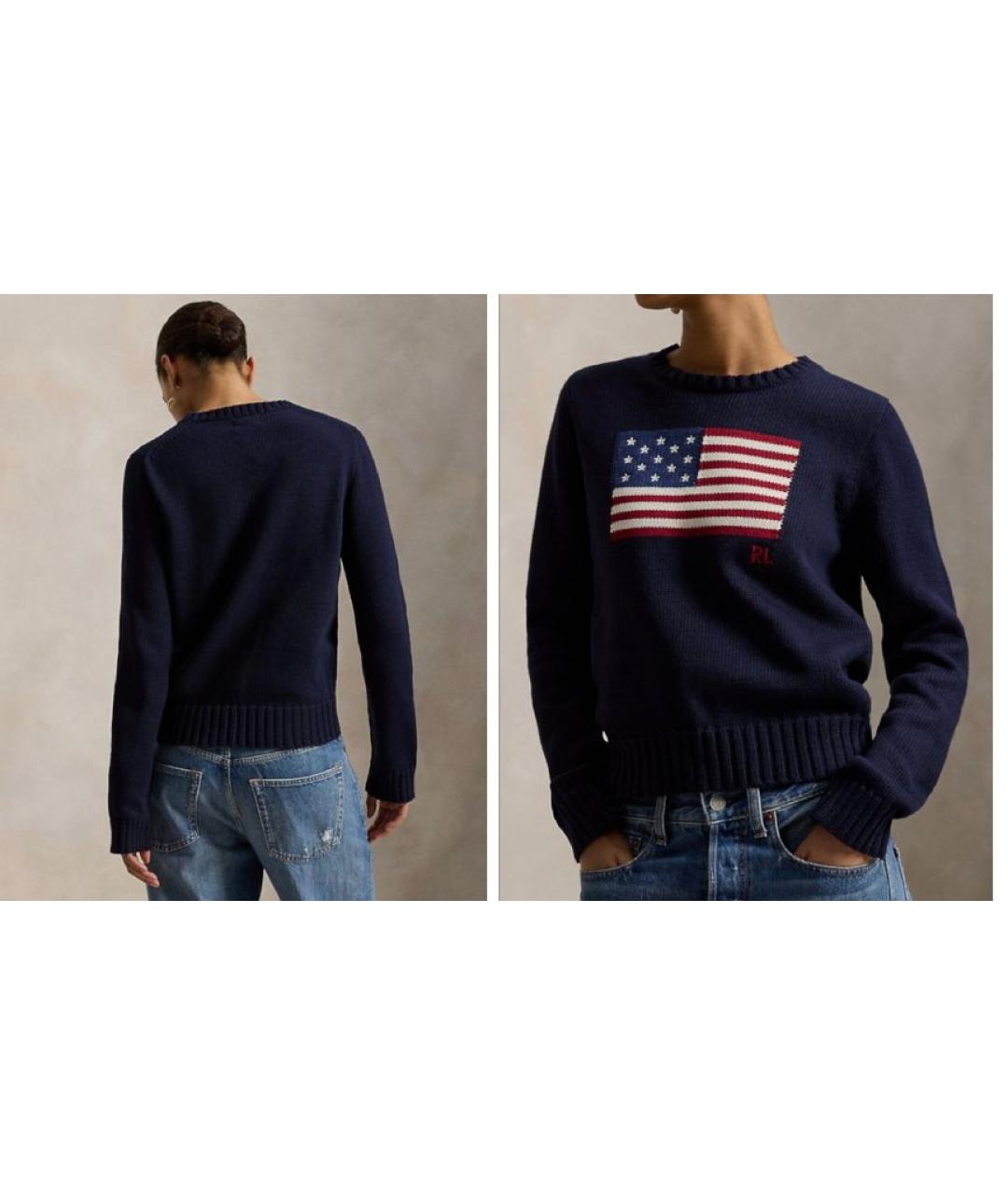 POLO RALPH LAUREN Темно-синий хлопковый джемпер / свитер, фото 9