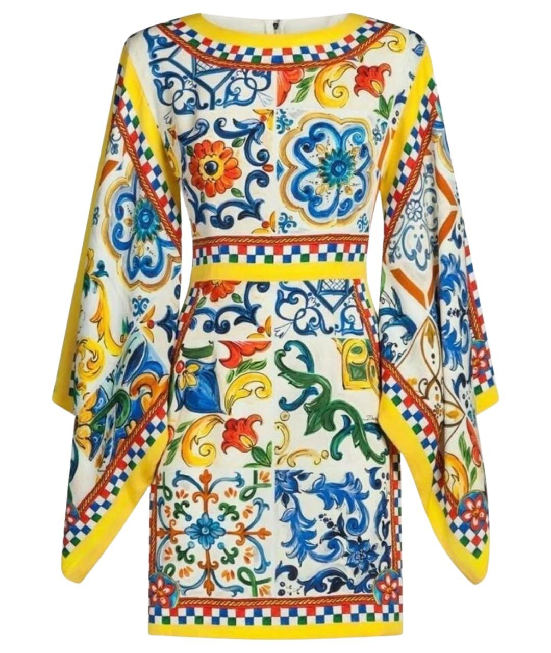 DOLCE&GABBANA Мульти шелковое коктейльное платье, фото 1