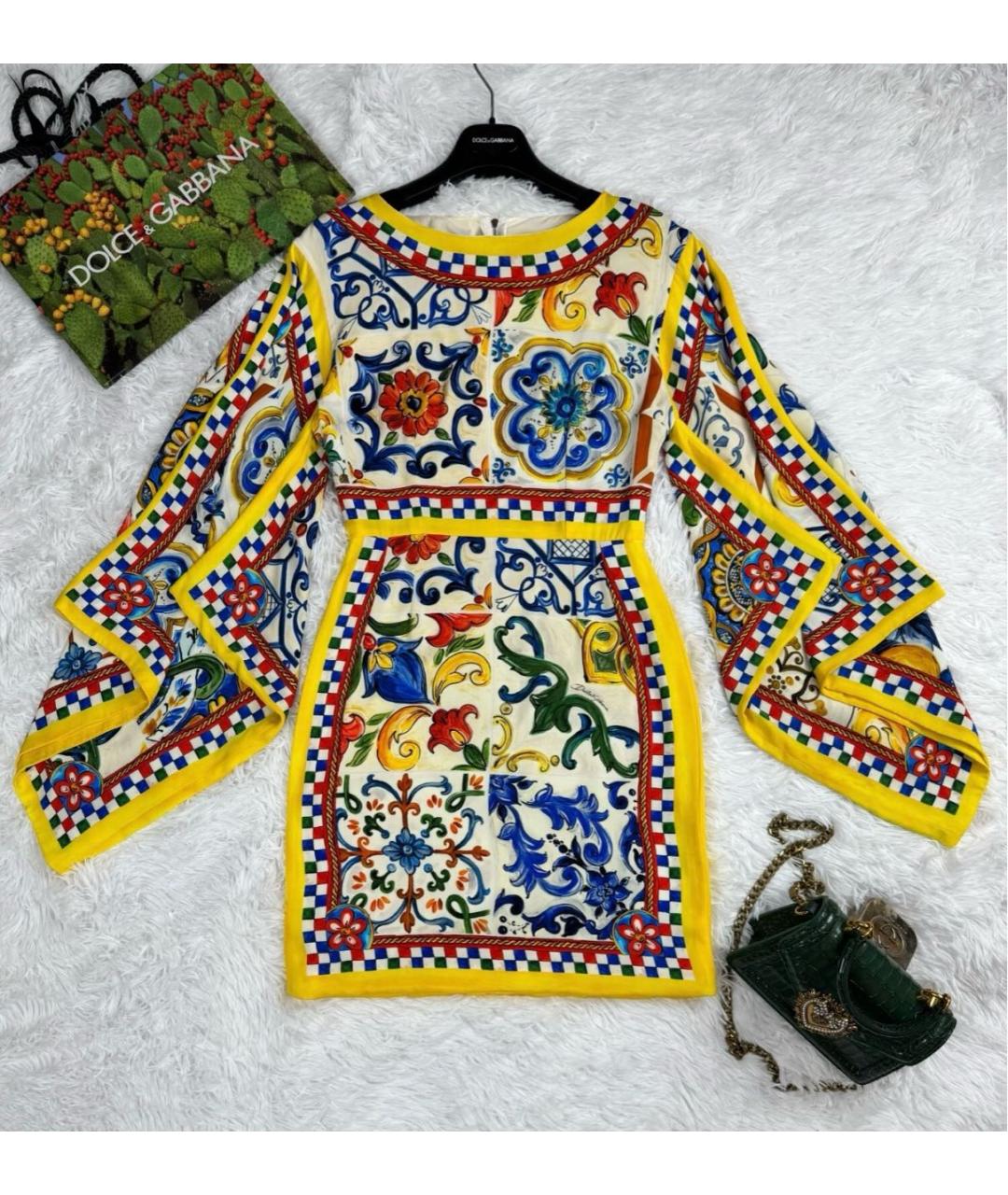 DOLCE&GABBANA Мульти шелковое коктейльное платье, фото 3