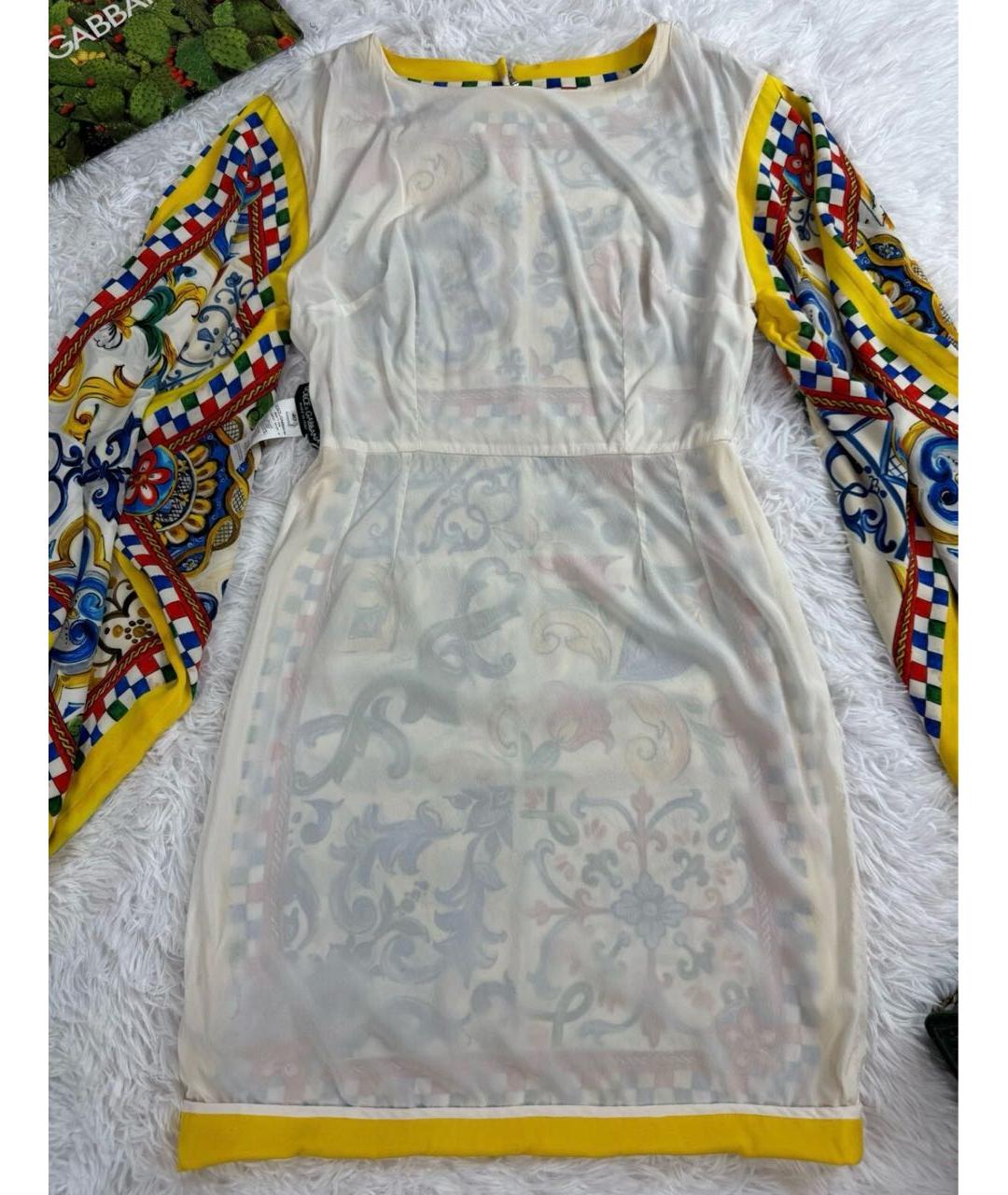 DOLCE&GABBANA Мульти шелковое коктейльное платье, фото 7