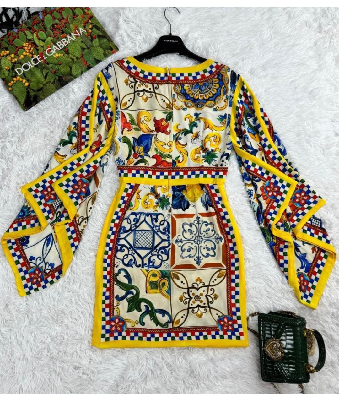 DOLCE&GABBANA Мульти шелковое коктейльное платье, фото 5