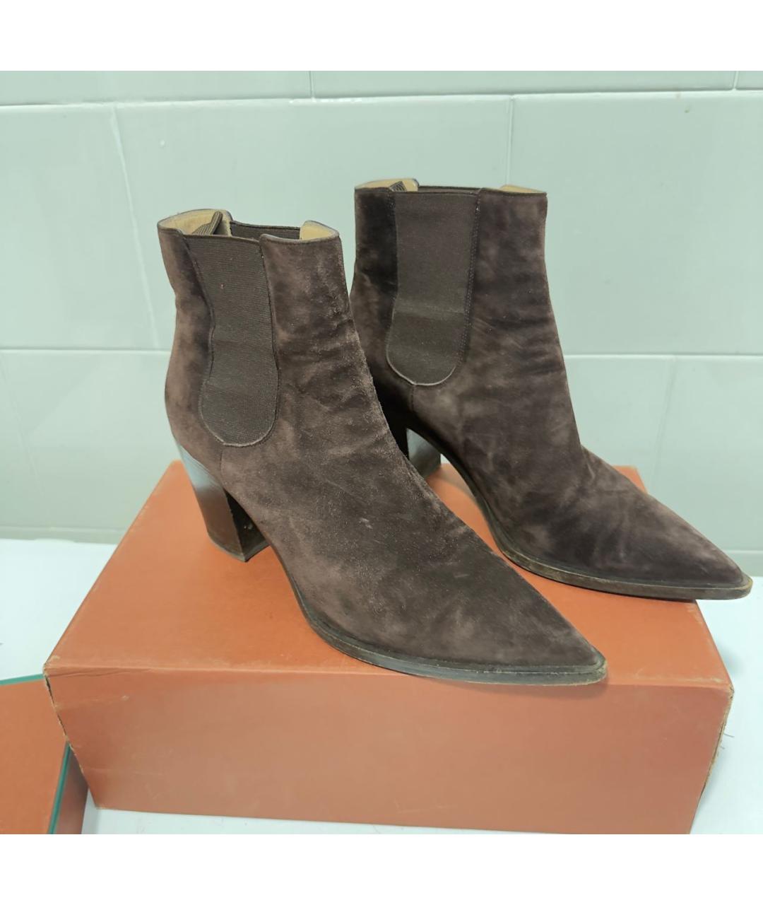 GIANVITO ROSSI Коричневые замшевые ботильоны, фото 4