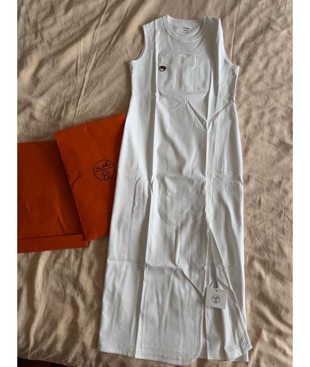 HERMES Белое хлопковое повседневное платье, фото 8