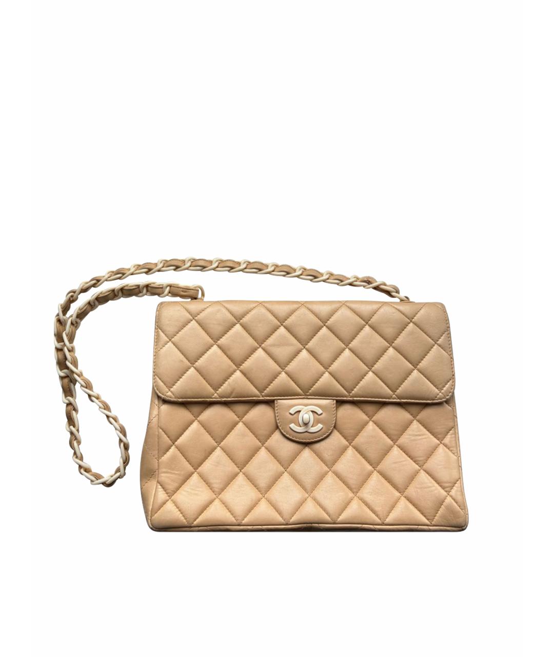 CHANEL Бежевая кожаная сумка через плечо, фото 1