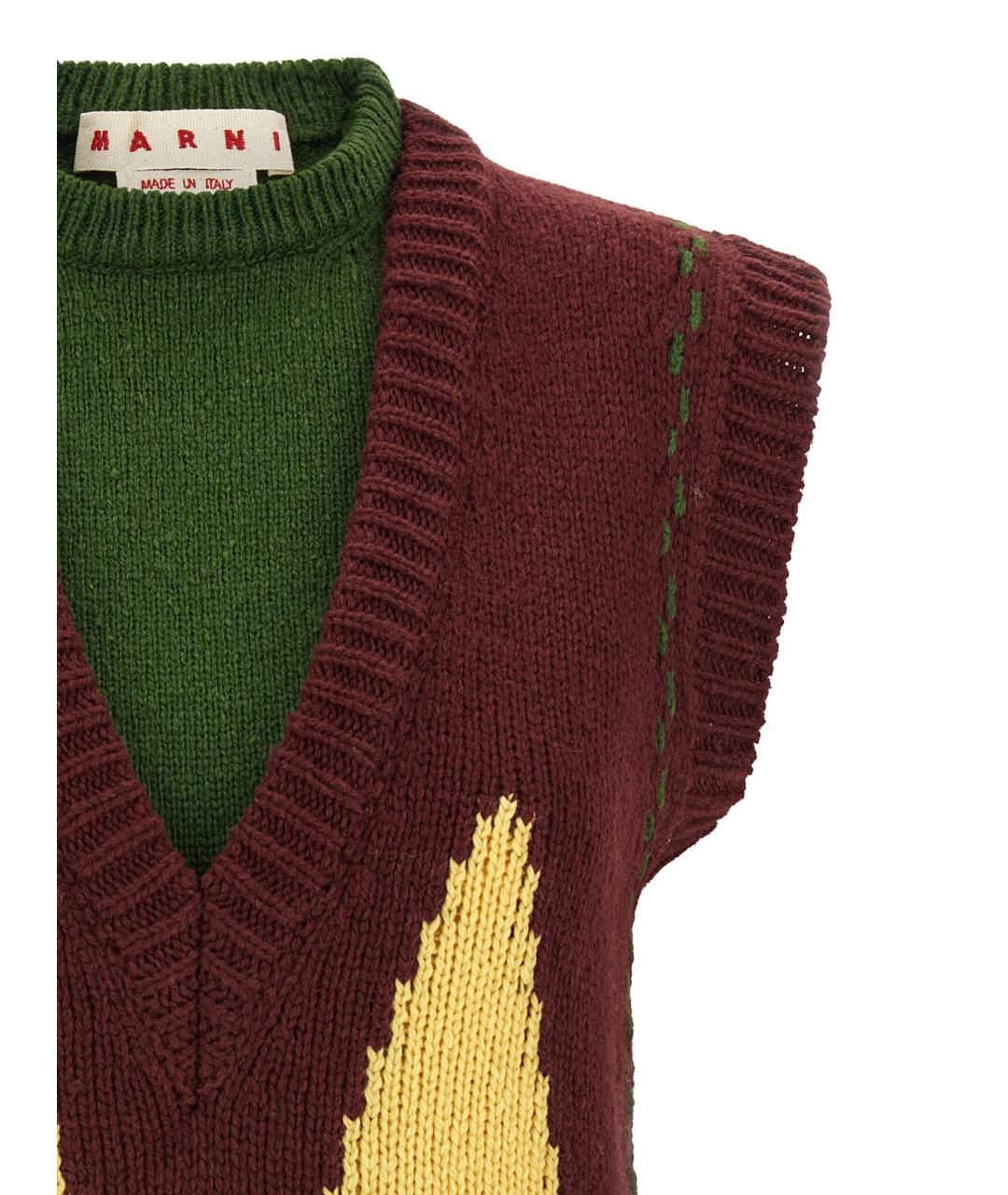 MARNI Бордовая шерстяная жилетка, фото 3