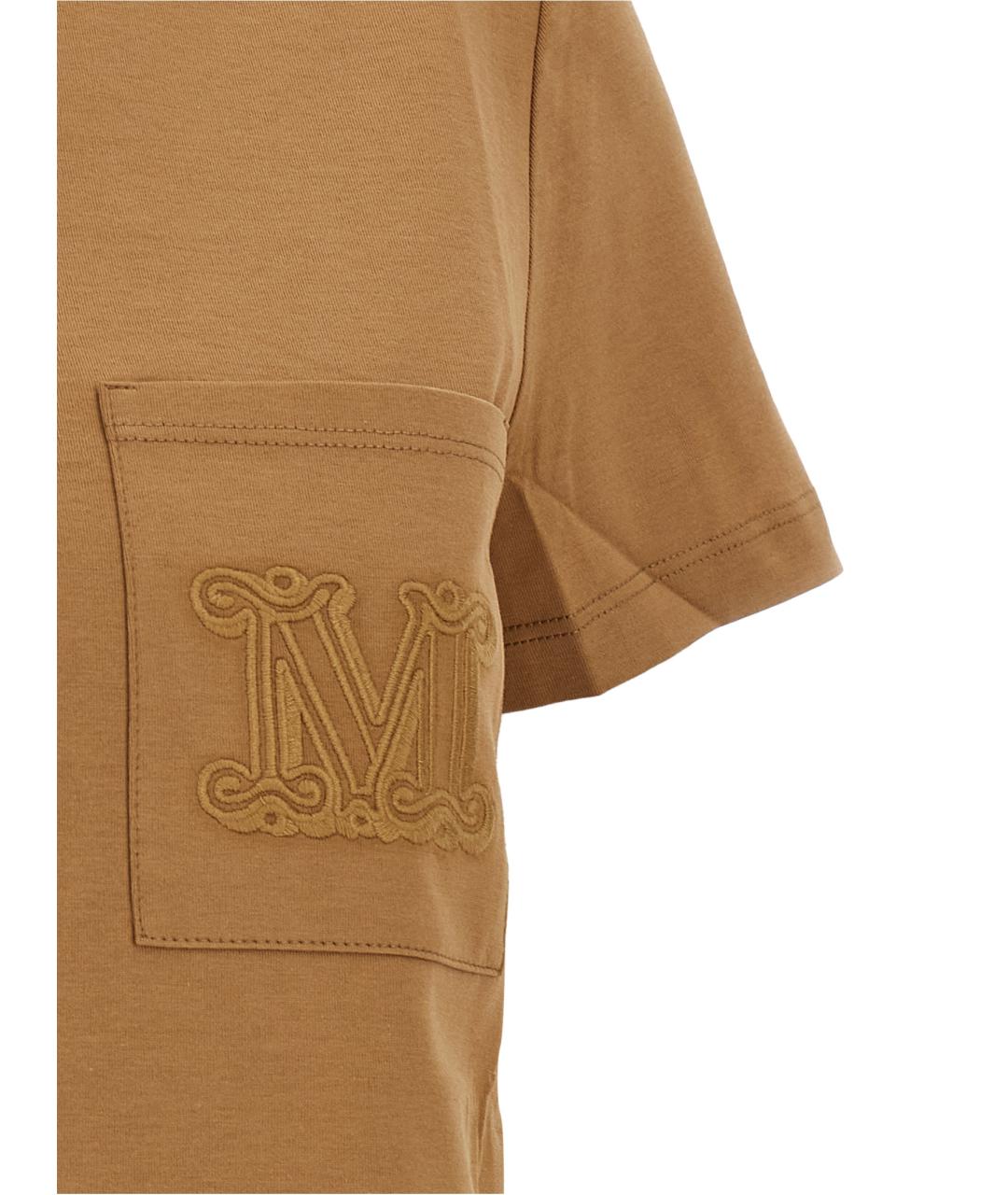 MAX MARA Бежевая хлопковая футболка, фото 4