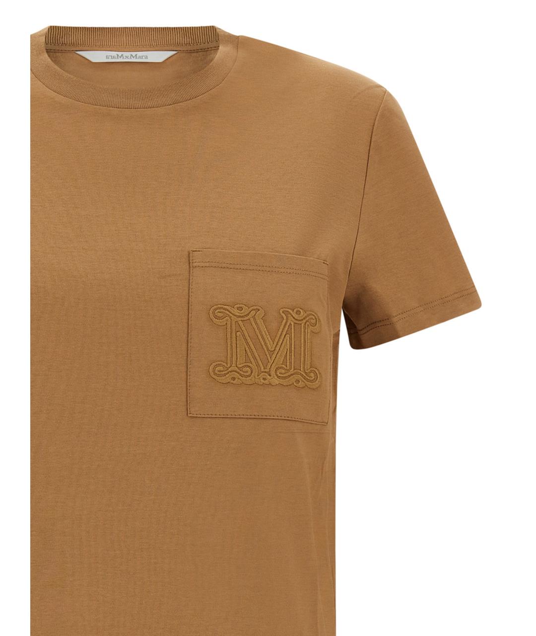 MAX MARA Бежевая хлопковая футболка, фото 3
