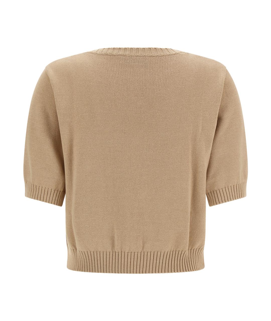 WEEKEND MAX MARA Бежевый хлопковый джемпер / свитер, фото 2