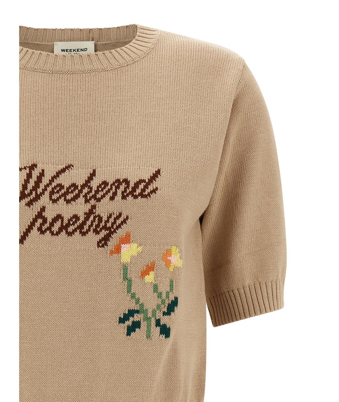 WEEKEND MAX MARA Бежевый хлопковый джемпер / свитер, фото 3