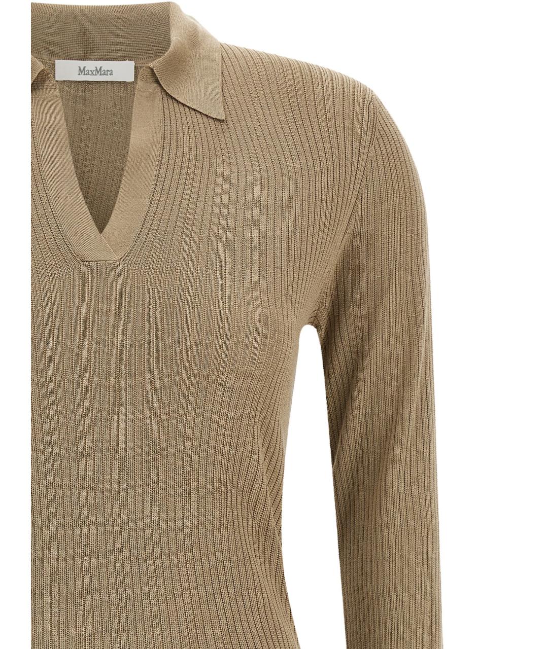 MAX MARA Бежевый шелковый джемпер / свитер, фото 3