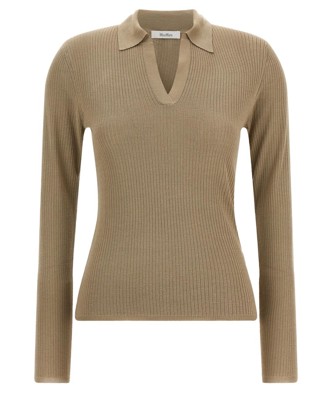 MAX MARA Бежевый шелковый джемпер / свитер, фото 1