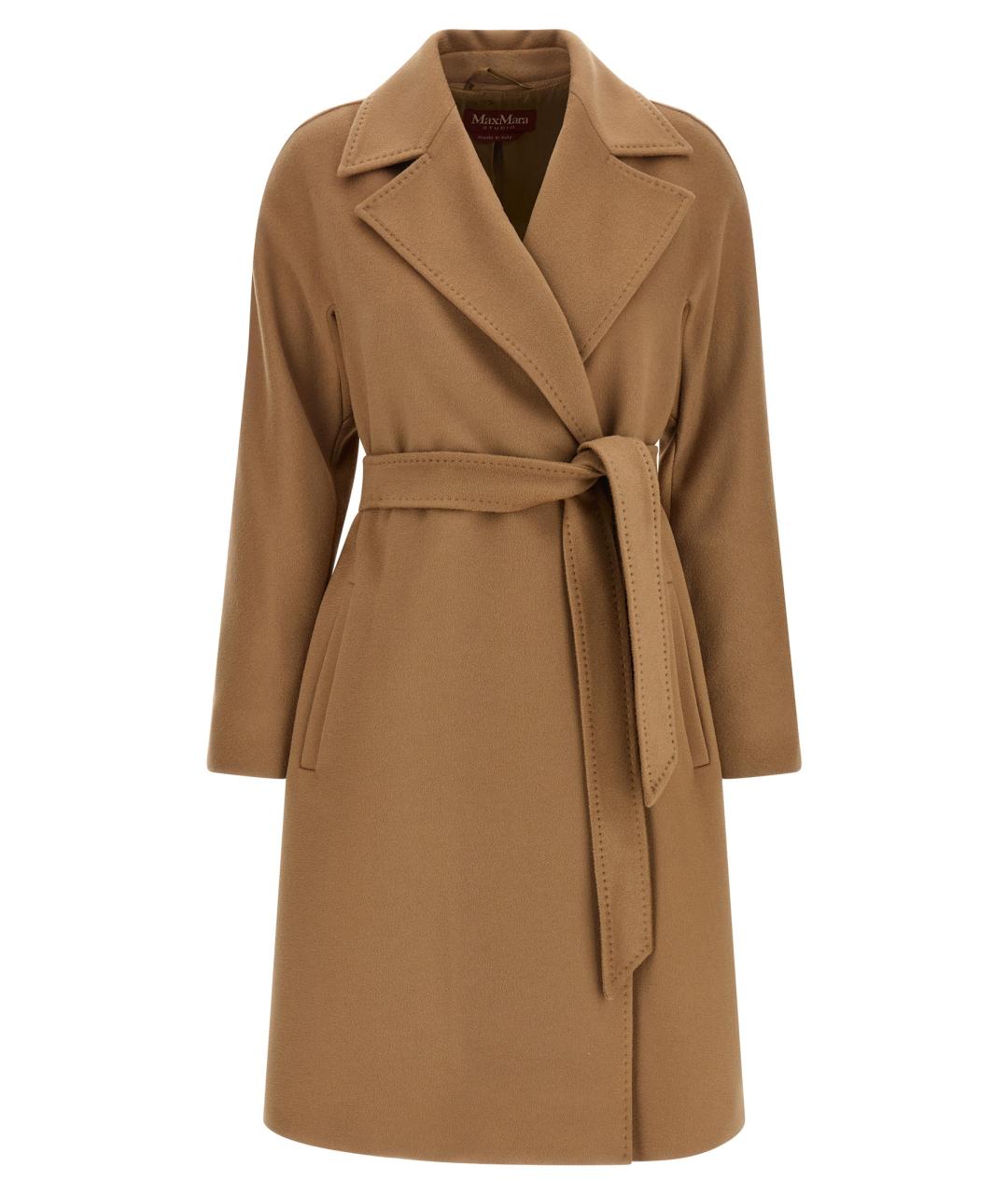MAX MARA STUDIO Бежевое шерстяное пальто, фото 1