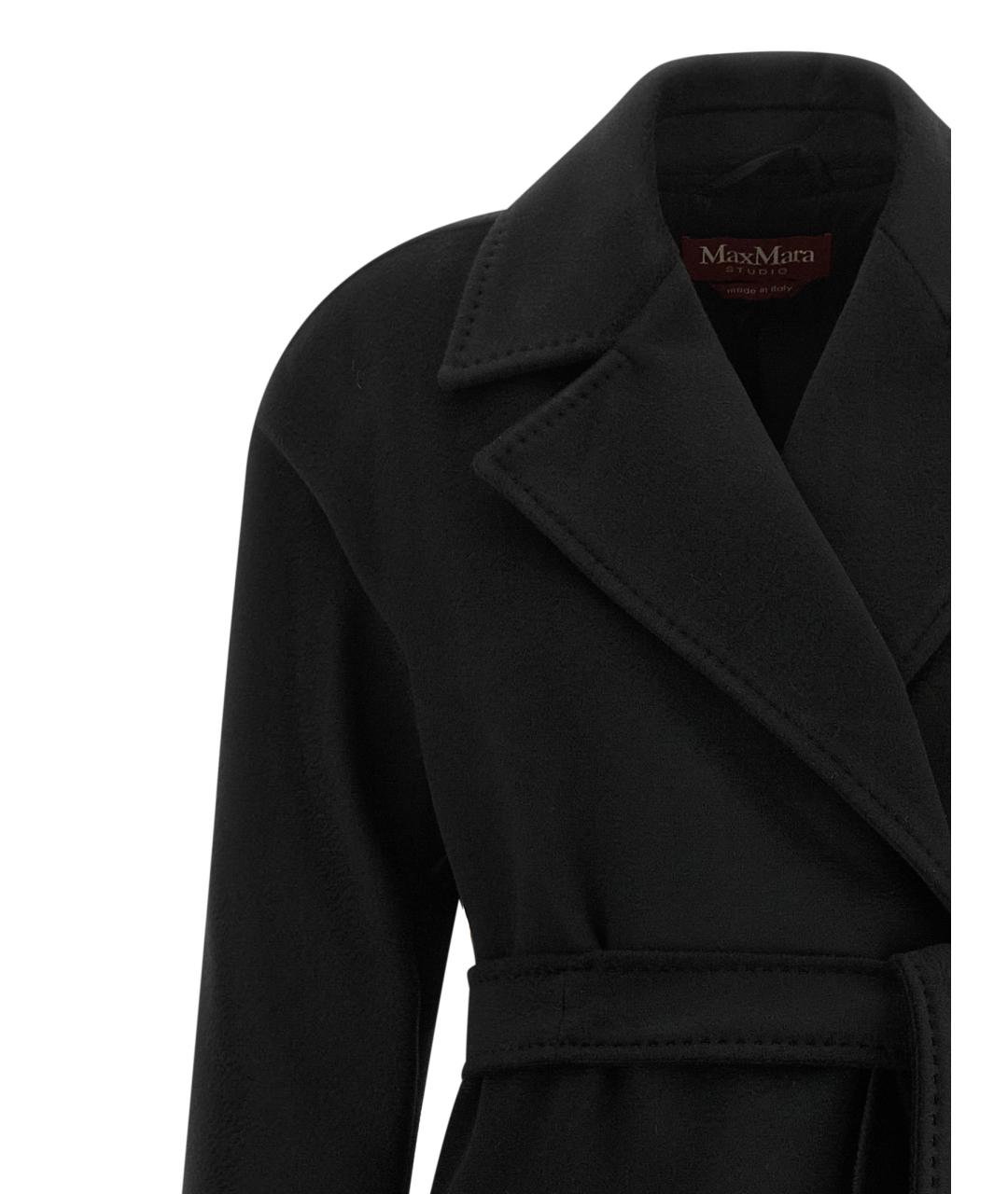 MAX MARA STUDIO Черное шерстяное пальто, фото 3