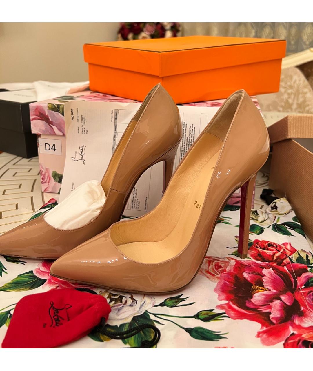 CHRISTIAN LOUBOUTIN Бежевые кожаные туфли, фото 2