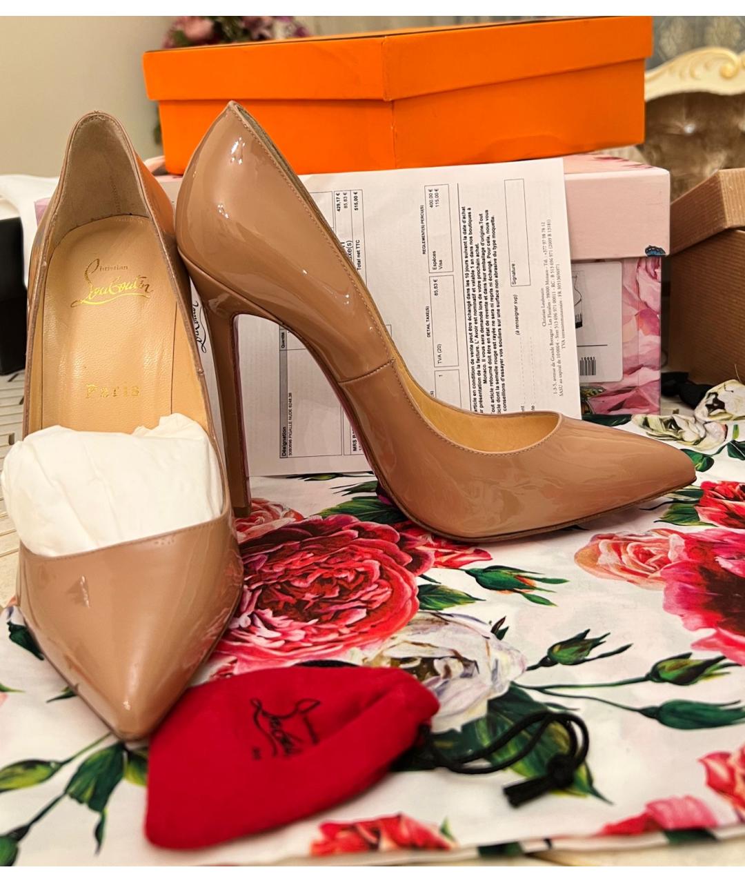 CHRISTIAN LOUBOUTIN Бежевые кожаные туфли, фото 3