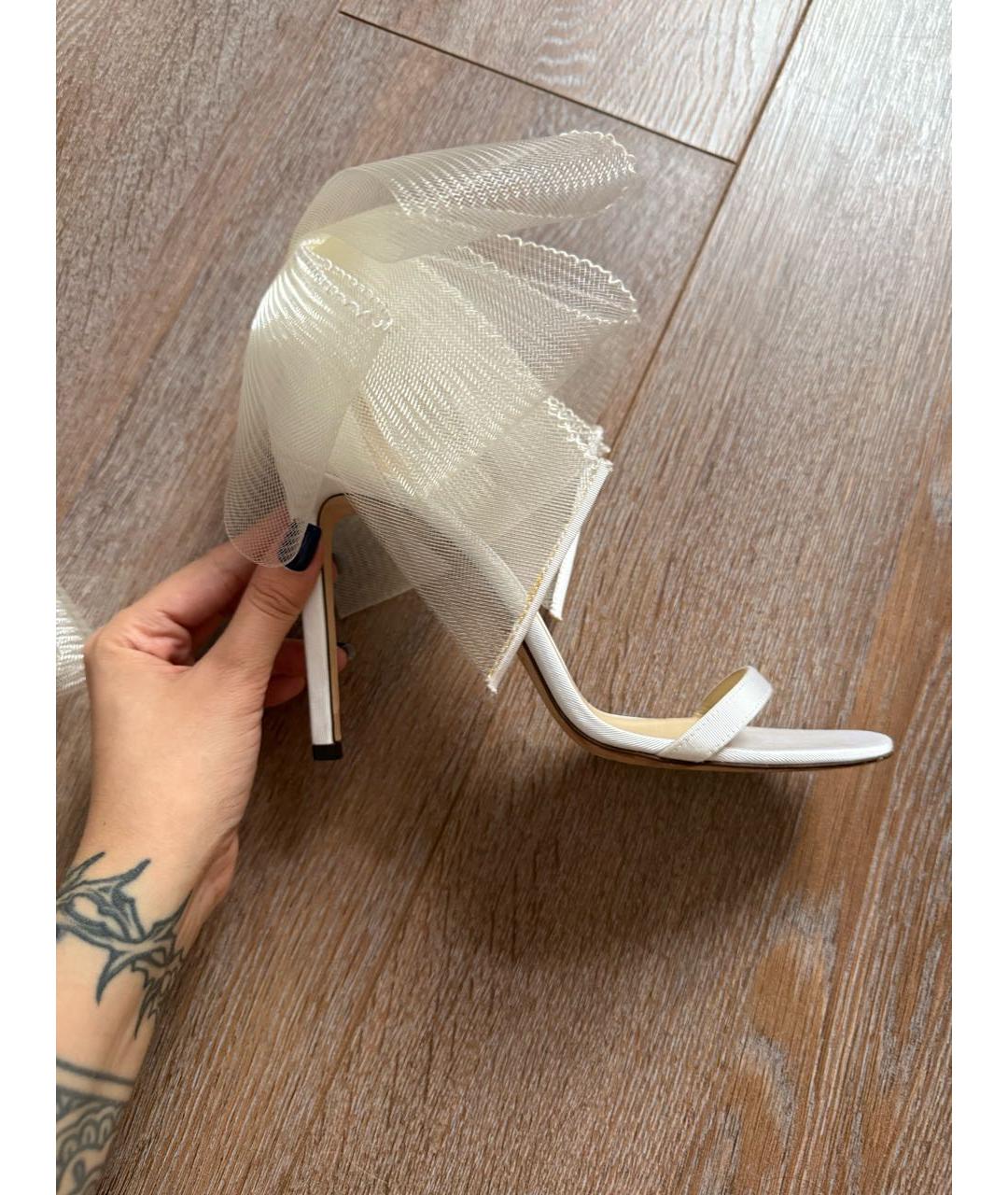 JIMMY CHOO Белые текстильные туфли, фото 5