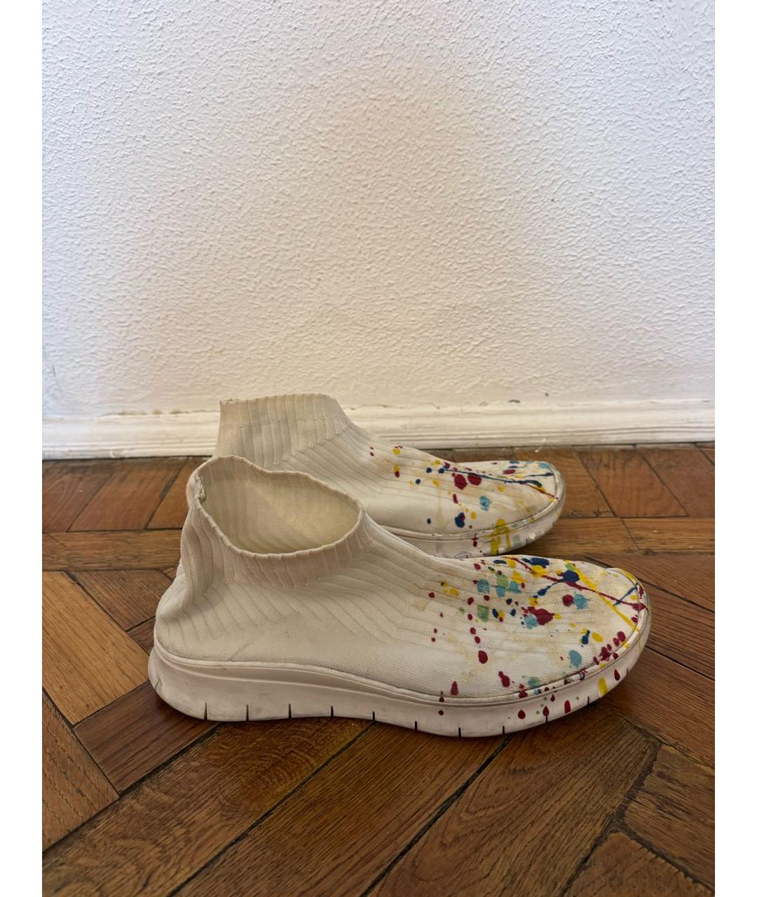 MAISON MARGIELA Белые текстильные высокие кроссовки / кеды, фото 4