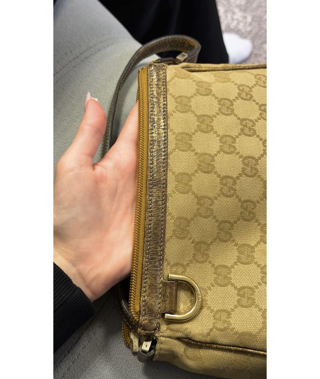 GUCCI Бежевая тканевая сумка с короткими ручками, фото 8