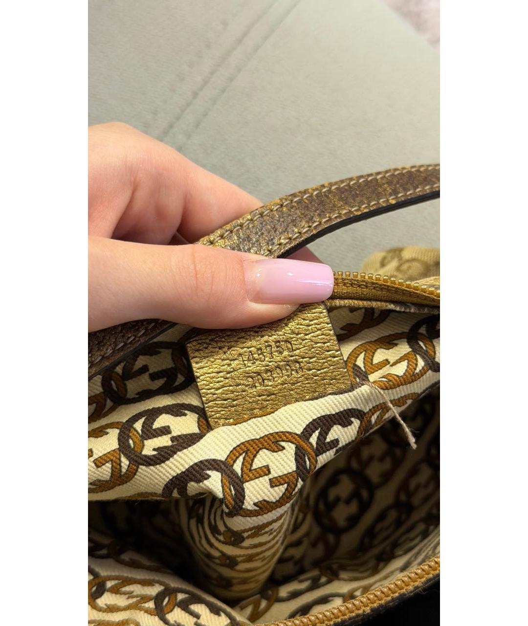 GUCCI Бежевая тканевая сумка с короткими ручками, фото 6