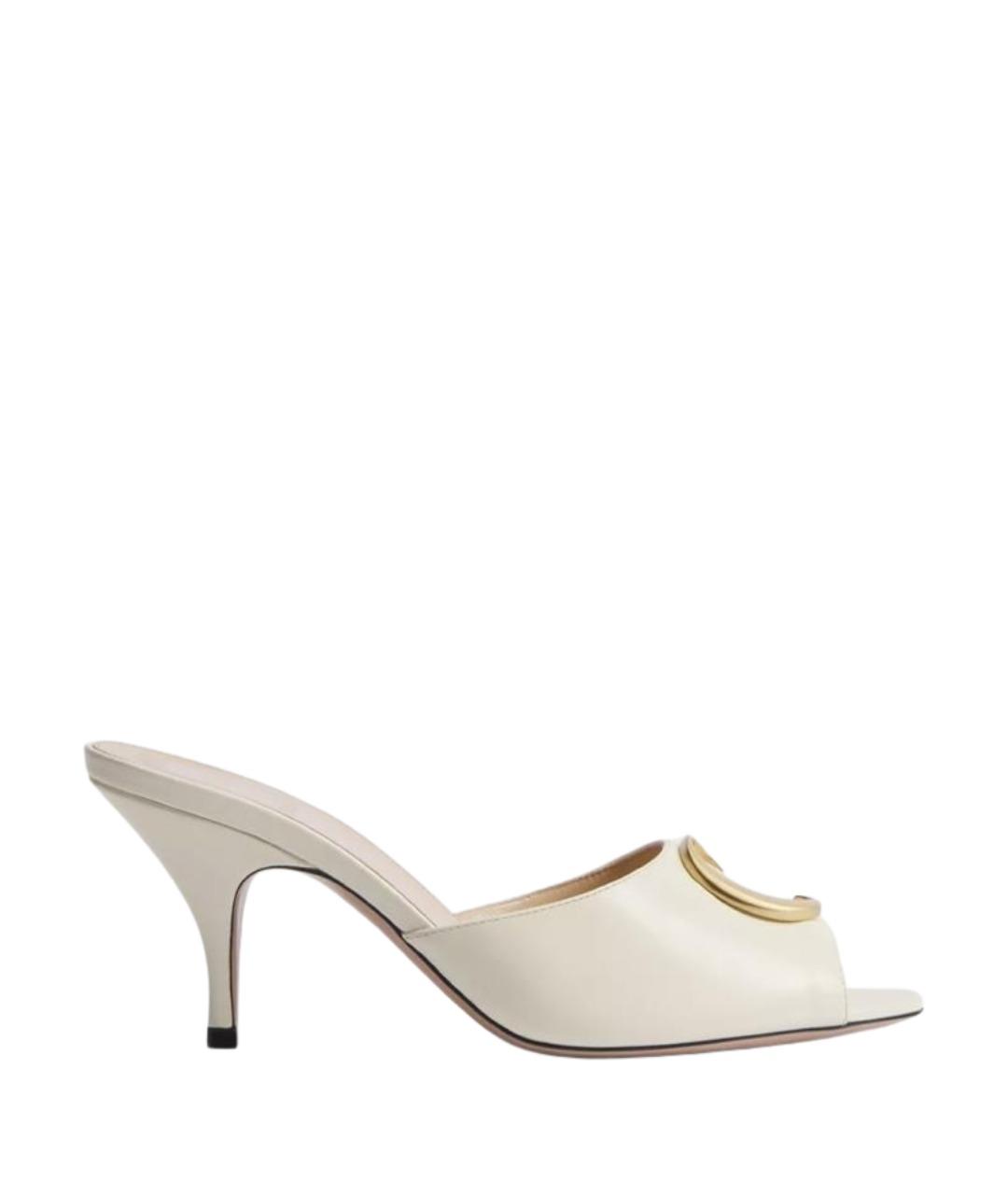 CHRISTIAN DIOR Белые кожаные мюли, фото 1