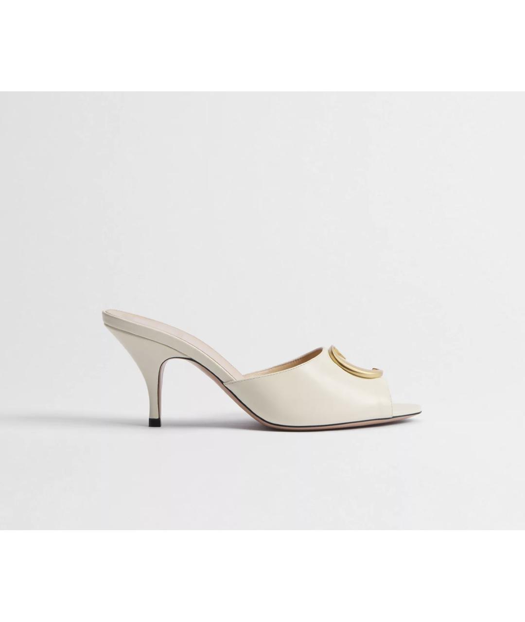 CHRISTIAN DIOR Белые кожаные мюли, фото 4