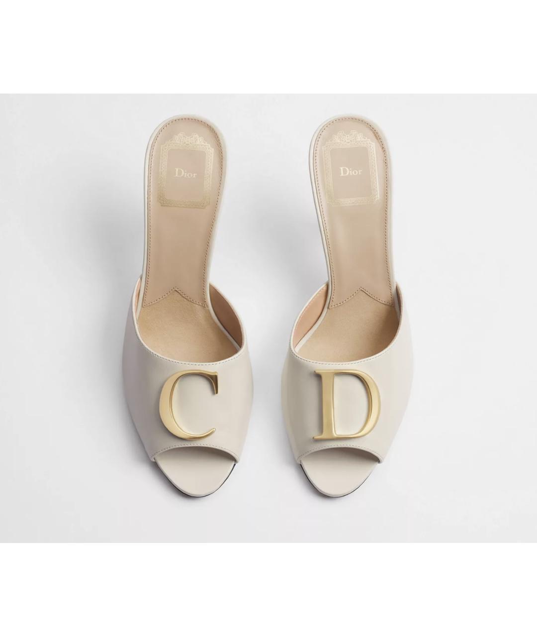 CHRISTIAN DIOR Белые кожаные мюли, фото 2