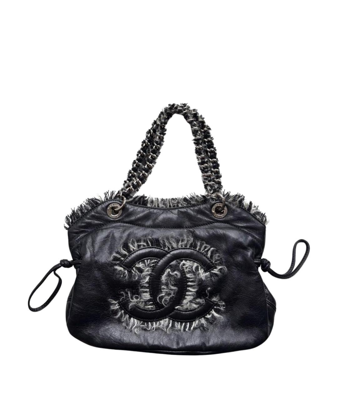 CHANEL Черная кожаная сумка с короткими ручками, фото 1