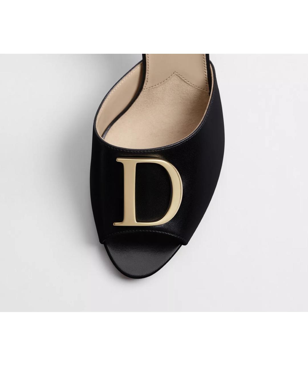 CHRISTIAN DIOR Черные кожаные мюли, фото 2